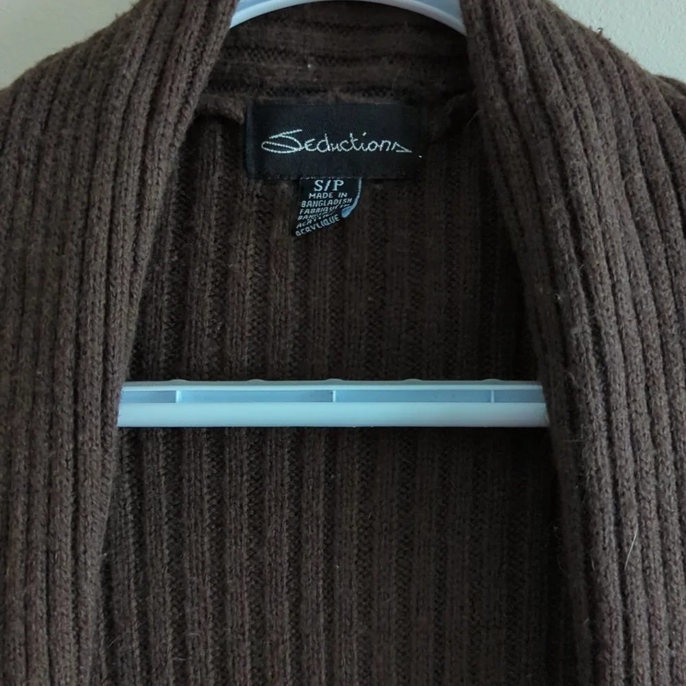 Chocolate Brown Waterfall Open Cardigan - Picture 3 of 5